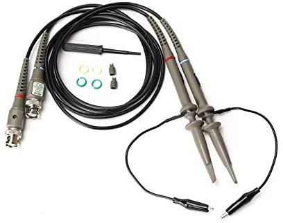 Ruimou Lot de 2 câbles de sonde à clip pour oscilloscope P6100 100 MHz X1 ; X10 - Connecteur BNC de 120 cm pour oscilloscope - Kit de pièces avec instructions (français non garanti)