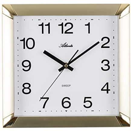 Atlanta Moderne Wanduhr ohne Ticken Quarz Analog Gold 29x29 cm 4457-9