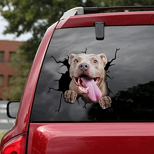KedAiKJ Auto-Deko-Aufkleber, 3D-Hunde für Autofenster, Stoßstange, Pit Bull Crack, Vinyl (25,4 x 25,4 cm)