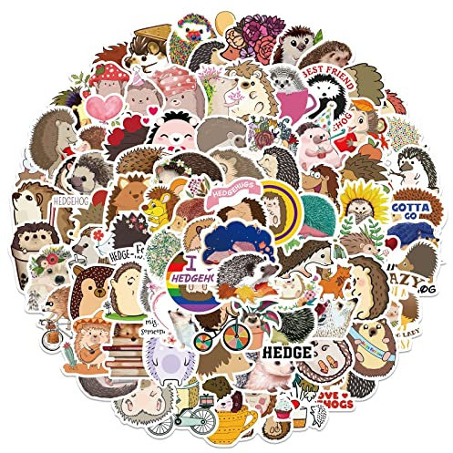 100 Stück Igel Vinyl Aufkleber für Wasserflaschen,Tumbler,Gepäck,Skateboard,Stoßstange,Sammelalbum,Becher,Aufkleber Geschenk für Kinder,Teenager,Erwachsene