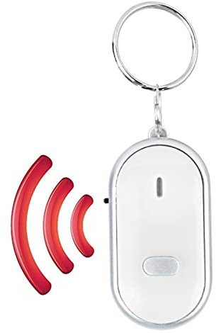 Localisateur de clé, localisateur de clé de sifflet localisateur d'article localisateur de chaîne de clé Commande vocale Dispositif Anti-Perte pour téléphone Porte-clés Portefeuille Bagages(Blanche)