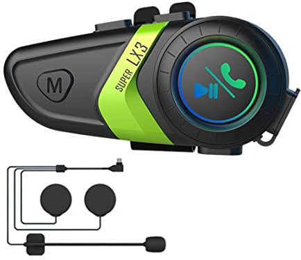 LX3 - Auriculares Bluetooth para de motocicleta, 1200 mAh, BT5.0, inalámbricos, manos , estéreo, antiinterferencias, impermeables, auriculares B