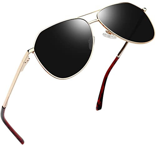 Joopin Klassische Sonnenbrille Herren Gold Schwarz, Moderne Sonnenbrille Polarisiert Damen Groß Unisex Sunglasses Men Women Für Autofahren und Outdoor-Aktivitäten (Gold-Schwarz)
