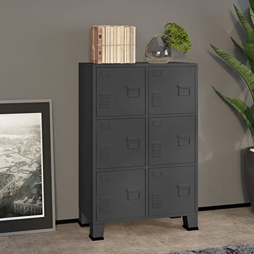 junzai Aktenschrank, Metallschrank, Aktenregal, Werkzeugschrank, Büroschrank, Lagerschrank, Ordnerschrank, Industrie-Stil Anthrazit 75x40x115 cm Metall