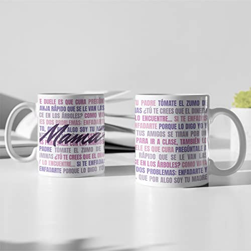SAQUITOMAGICO Taza original y divertida frases tipicas de madres.Dia de la Madre.Regalo original para Madres. (mama pink)