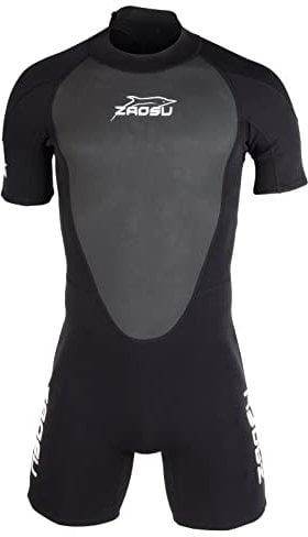 ZAOSU Neopren Shorty Aqua Essential | 3 mm Neopren - Schwarzer Freiwasser Neoprenanzug, Rückenreißverschluss, kurzärmeliger Taucheranzug für SUB, Schnorcheln, Surfen, Tauchen, Schwimmen, Größe:3XL