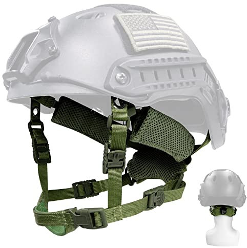 Yzpacc Taktischer Helm Kinnriemen, verstellbares Zifferblatt, 4 Punkt Aufhängungssystem mit Schrauben und Schrauben für taktisches schnelles Mich Bump Helmzubehör, Schwarz