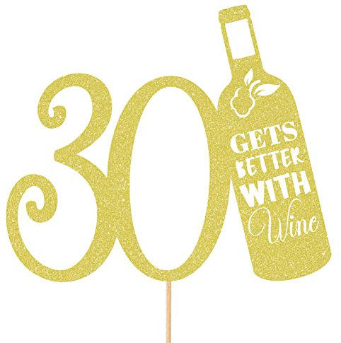 Personalised Funny Wine Bottle Joke Glitter Cake Topper - Champagne Custom Age Glitter Cake Decoration and Sprinkles - Happy Birthday Decorations - Personalised Toppers for Cakes by Cakeshop