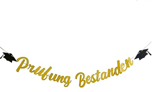 Prüfung Bestanden Girlande Banner Hängende Deko Gratulation Gold Graduierung Abschlussfeier Graduation Party Deko von Studium Universität Hochschule Abitur