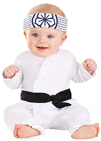 Infant Karate Kid Daniel-San Costume Jumpsuit, Belt, Headband Karate Baby Outfit
