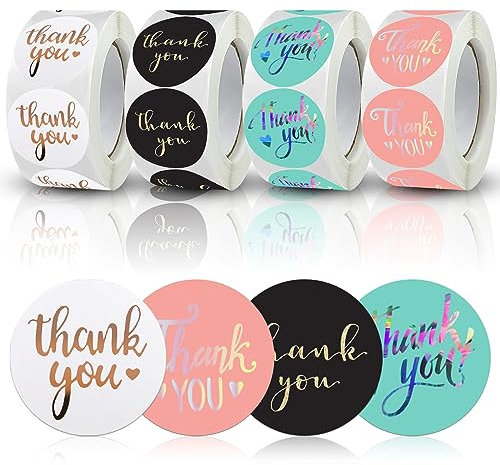 Danke Aufkleber, 2000Stk Aufkleber Dankeschön Rund Danke Etiketten Selbstklebend in Rolle Thank You Sticker für Backen Geschenktüten Umschlag Verpackung (2,5cm, Mehrfarbig)