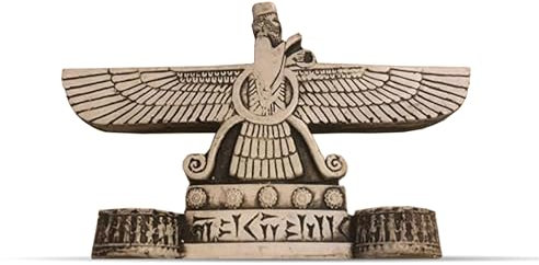SPIRIT OF ART Farvahar Statue Decor – Handgefertigte Ahura Mazda Art – einzigartige Heimdekoration, antike Liebe, Zarathustra Farvahar, dekorative Statue – Elfenbeinfarben, 12,7 x 7,6 cm