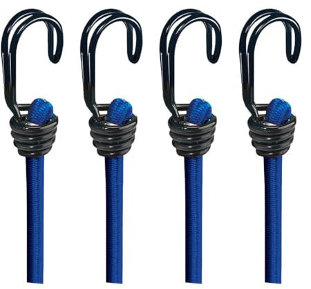 BASI | 4er Set Gummispannseil mit Haken | 120 cm Ø 8 mm | Spanngummis Gepäckspanner mit Doppelhaken | Ladungssicherung Transportsicherung - Spanngurt Set | 4 Stück