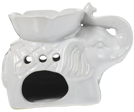 Zerodeko Elefantenform Keramik Duftlampe Ätherischer Ölbrenner Aromaofen Räuchergefäß Für Ätherische Öle Weiß Für Dekoration Im Arbeitszimmer Schlafzimmer Sauna Yoga