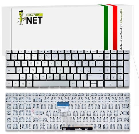 new net - Tastiera Compatibile con HP Pavilion 15-cs3068nl, 15-cs3069nl, 15-cs3070nl, 15-cs3071nl, 15-cs3074nl [Senza Frame - Colore Tasti Argento - Retroilluminata - Layout ITA]