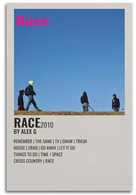 Generisch Alex G Poster, Rennen 2010, dekoratives Gemälde, Leinwand, Wandposter für Raumdekoration, ästhetische Sportlandschaft, Büro, Raumdekoration, Geschenk, 30 x 45 cm, ungerahmter Stil