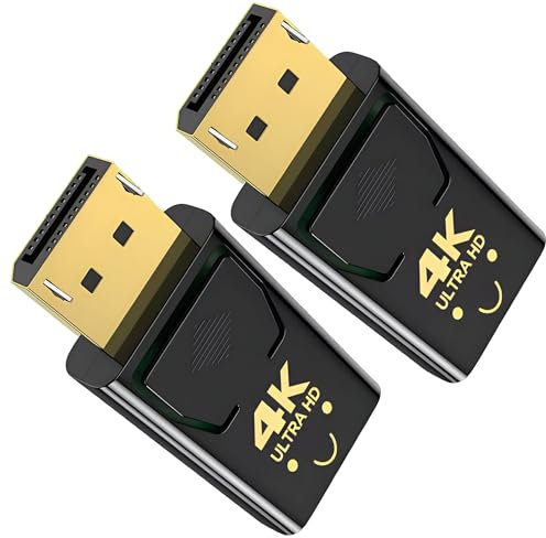 TV xStream [2 Pack] 4K DisplayPort to HDMI Adapter - DP to HDMI Male Converter, Supports 4K 30Hz, Dual-Mode Plug and Play, HDMI 1.4 & DP v1.2 Compatibility, Audio & Video Sync, Male-Female