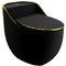LAVITA Einteilige Stand-WC Mit Eingebautem Spülkasten SILIA RIM BLACK/GOLD LINE | Deckel Mit Absenkautomatik | Keramik Toilette Spülrandlos | Toilettenbecken Stehend + Anschlussstück