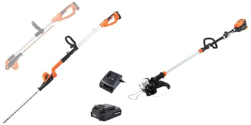 Yard Force 20V Cordless Pole Hedge Trimmer - extendable, with Adjustable Head, 41cm Cutting Length & 40V 33cm Cordless Grass Trimmer - Part of GR 40 range - Body Only - LT G33AW, Orange