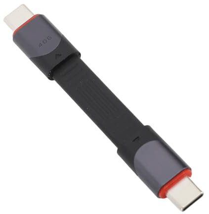 Cable Corto USB C de 40 Gbps USB 4.0 Tipo C Macho a Macho Cable Plano Flexible Carga Rápida PD de 60 W, Chip de Marcador Electrónico Incorporado, para Teléfono, Computadora