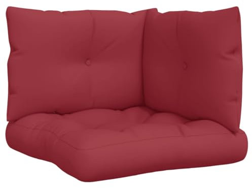vidaXL Palettenkissen 3-TLG., Palettenpolster für Europaletten, Palettensofa Kissen Indoor Outdoor, Palettenauflage Sitzkissen Rückenkissen Seitenkissen, Weinrot Stoff