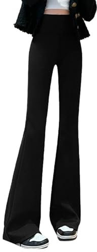 bgyujn Damen-Winter-Hosen mit hoher Taille, verdicktem Fleece-Futter, Formende Leggings, warme Lammfell-Hosen für den Außenbereich Thermowäsche (Black, XL)