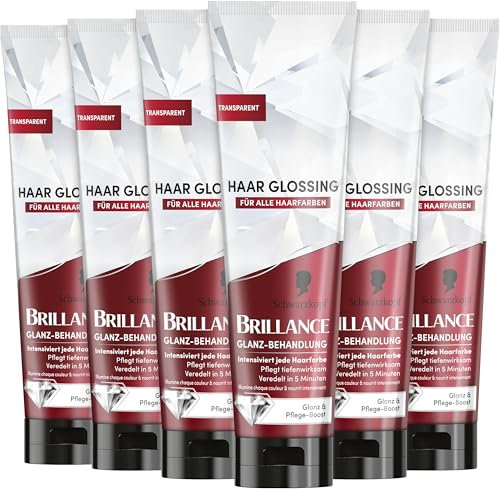 Schwarzkopf Brillance Glanz-Behandlung, Haar Glossing Neutral (6x150 ml), pflegt und intensiviert die Haarfarbe, kann wie eine Haarmaske angewendet werden, hält bis zu 6 Haarwäschen