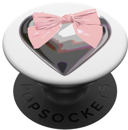 Coquette Posterized Heart with Pink Bow Ribbon PopSockets Adhesive PopGrip