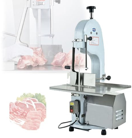 Sega Elettrica Per Ossa Da 1500W,Sega Da Tavolo Con Larghezza Di Taglio Da 0 A 18Cm,Sega A Nastro Da Banco Da 9 Pollici,Macchina Per Congelare La Carne,Per Pollo,Con 6 Lame Per Seghe