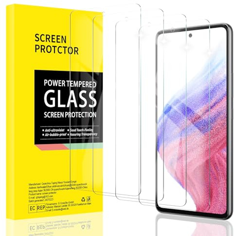 AKLPP [4 Pack] Screen Protector for Samsung Galaxy A51/A52/A52S/A53, Tempered Glass Film Accessories, Anti-Scratch Protection, Case-Friendly, Bubble Free, 9H Hardness, Impact-Resistant
