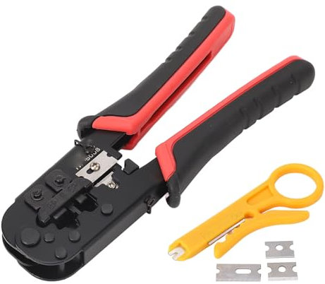 Yomiyuyr RJ45 Crimp Tool Kit,Crimping Pliers - Versatile 8P 6P RJ Connector Crimper, Wire Cutting Machine, and Stripper Tool for Network Cabling and Telecommunications
