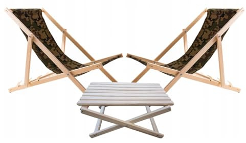 WOODOK Liegestuhl und Couchtisch - Multifunktionales Gartenmöbel-Set: Holzliege klappbar und Couchtisch, Strandliege mit Tisch, Ideal für Garten und Strand, Robust und Wetterfest - Moro