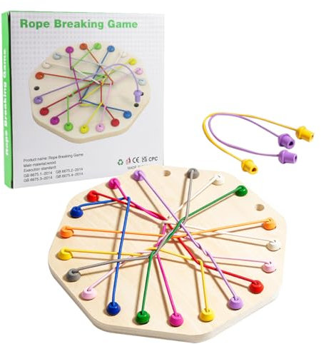 Juego de Desatar Nudos Hexagonal Rompecabezas Educativo para Niños +3 Años, Entrenamiento de Lógica, Interacción Familiar sin Pantallas, Tablero Portátil con Cuerdas Antidesgarro Incluye 10 Cuerdas