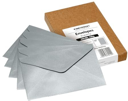 Emerson Briefumschläge bunte postkarten blanko DIN B6 (25 Stück) Kuvert, blanko karten zum selbstgestalten, Grußkarten, Hochzeitseinladungskarten- 130g 125x175 mm - Silber
