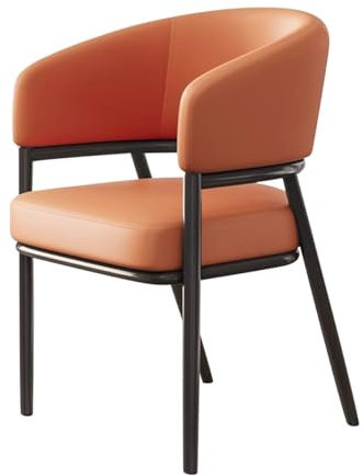 YCKEGEW Moderner Beistellstuhl Mit Armlehne,Gepolsterte Esszimmerstühle Mit Geschwungener Rückenlehne, Verhandlungsstühle Aus Leder Restaurant-Stuhl(Orange)