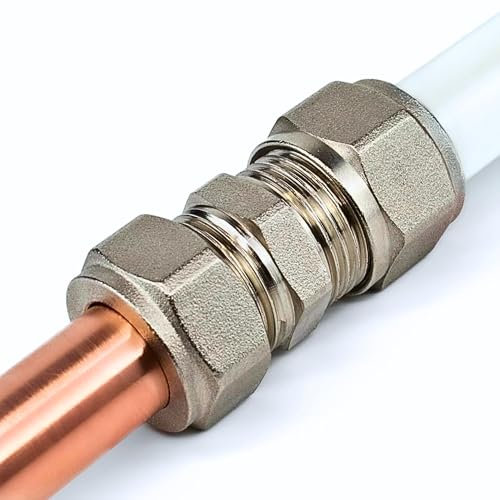 16mm to 15mm Copper Adapter Reducer Coupling for Water Underfloor Heating Pipe - Connector Joining Copper to Pert-Al Pert or Pex Pipe Easy Plumbing Fitting