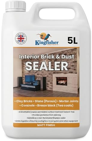 Kingfisher Interior Brick & Dust Sealer- Matt Finish (5 Litre) | Dust Control and Surface Protection for Internal Brick Work, Porous Stone, Mortar Joints & Concrete
