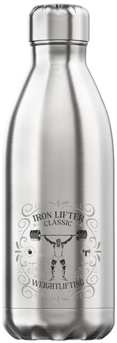 Iron Lifter Classic Weightlifting Vacuum Insulated Thermal Water Bottle Silver