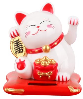 YUVKIN 1 Stück Winkekatze Glückskatze Chinesische Glückskatze Lucky Cat Asiatische Deko Für Home Display Car Decor (Weiß)