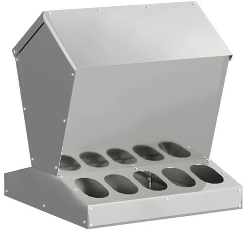 vidaXL Hühnerfütterer Silber 40 x 40 x 45 cm Verzinkter Stahl, Garten und Terrasse, modern, langlebig, nachhaltige Elemente für vielseitige Außenräume und ganzjährigen Genuss in Stadtwohnungen