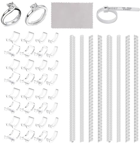 42 Stück Ring Verkleinerung Unsichtbarer Ringgrößenversteller Ringstopfer | Ringverkleinerer Unsichtbar Silikon passend für lose Ringe, Ring Kleiner Machen Ring Size Adjuster, Männer und Frauen