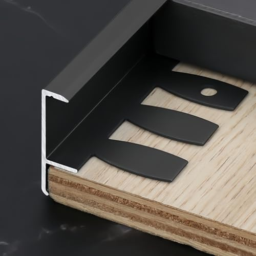 Coayuou Baguette D Angle en F 90cm* 3 Pièces Profile Aluminium Carrelage Flexible Renovation Marche Escalier pour La Protection des Coins De Vos Meubles Et Constructions(Black,8mm)