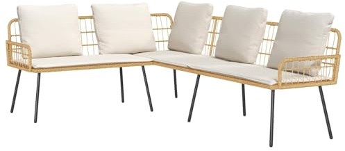 HETFTJN Gartensofa Lounge Eckbank mit Metallrahmen 231×173×78 cm Modernes PE Rattan Bistromöbel Outdoor Terrassensofa wetterfest für Balkon Terrasse und Garten