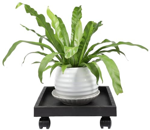 ibasenice Sottovaso Rettangolare 100 Cm in Plastico con Ruote per Flower Pots e Planter, Design Estetico e Funzionale per Balcone e Patio, Previene Fuoriuscita Acqua e Terreno