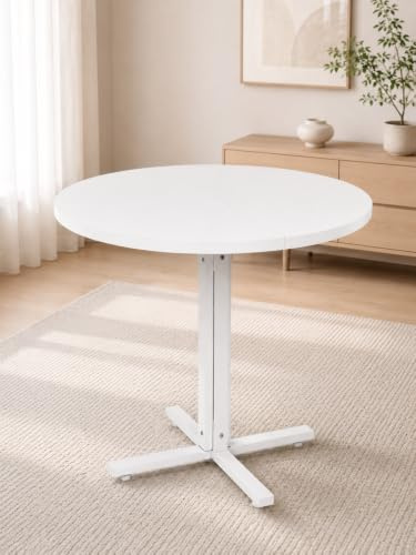 Xinyvee Mesa Redonda 80 cm Blanca Mesa Comedor Cocina 2 a 4 Personas