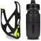 Cube HPP Cage - Matt Black/Yellow & Flow Bottle - Black, 750ml / Water Drink Flask Vessel Bidon Holder Mount Bracket Kit Lightweight Plastic Drinking Hydration Biking Bike Riding Frame Accessories