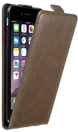 Cadorabo Hülle kompatibel mit Apple iPhone 6 Plus / 6S Plus Flip Design aus Premium Kunst Leder Flip Klappbare Stoßfeste Magnetische Cover Hülle für iPhone 6 Plus / 6S Plus Tasche in Braun
