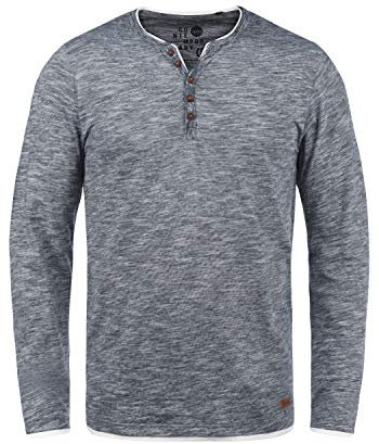 !Solid SDBelagos Herren Longsleeve Langarmshirt Shirt mit Grandad-Ausschnitt 100% Baumwolle Regular fit, Größe:M, Farbe:Insignia Blue (1991)