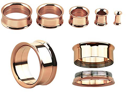 Flesh Tunnel Rosegold Chirurgenstahl 2er Set Piercing Ohrdehner Ohrplug 6mm