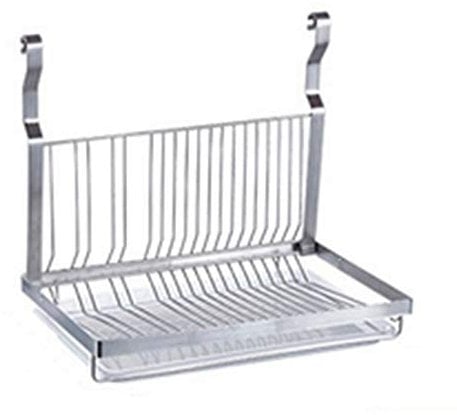 Gettesy Escurridor de platos plegable de acero inoxidable para colgar en la cocina, escurridor de platos, estante organizador de estufa – plateado + blanco